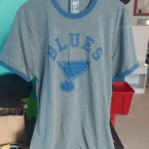 47 Brand Blue and Gray T-Shirt St Louis Blues Mens Med